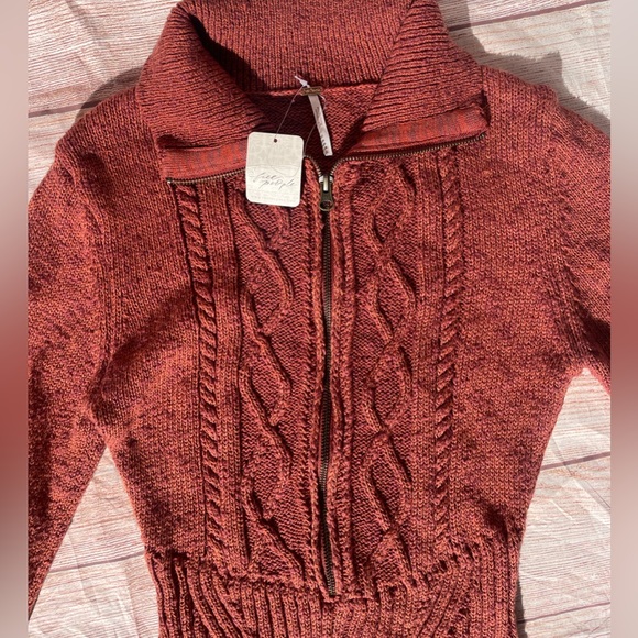 FREE PEOPLE Women's Mont Blanc Zip-Front Sweater Dress Size M Red NEW - Picture 5 of 11